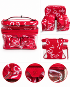 Victoria’s Secret 3-Piece Travel Cosmetic Bag Set, Red Ribbon, Clear Case