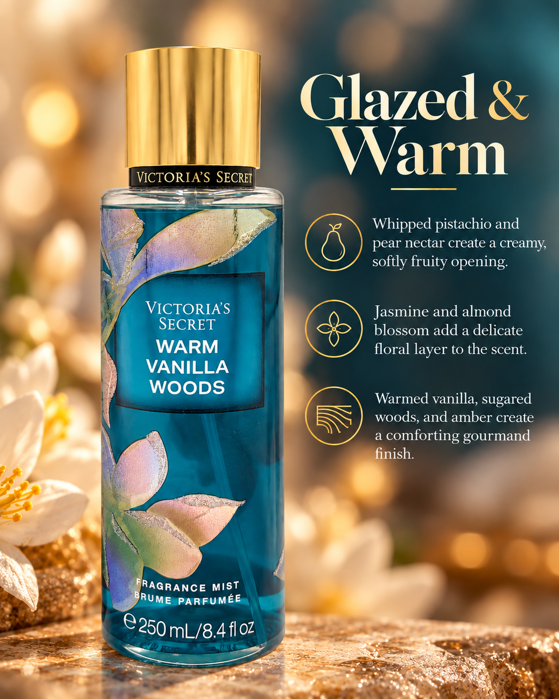 Victoria's Secret Warm Vanilla Woods Fragrance Mist 8.4 fl oz