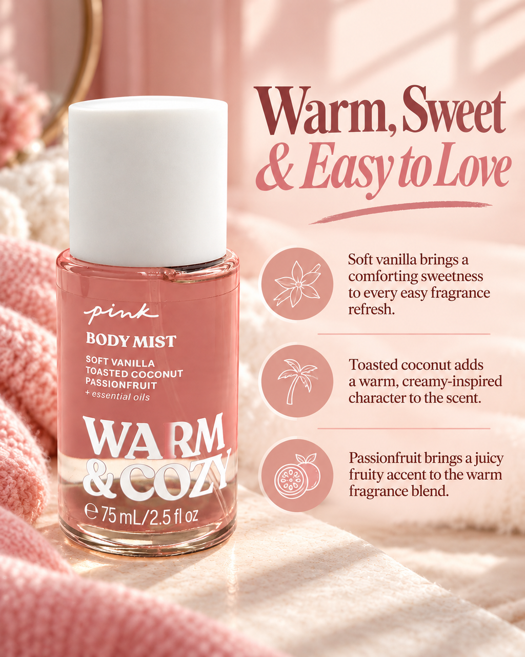 Victoria's Secret PINK Warm & Cozy Body Mist, 2.5 fl oz