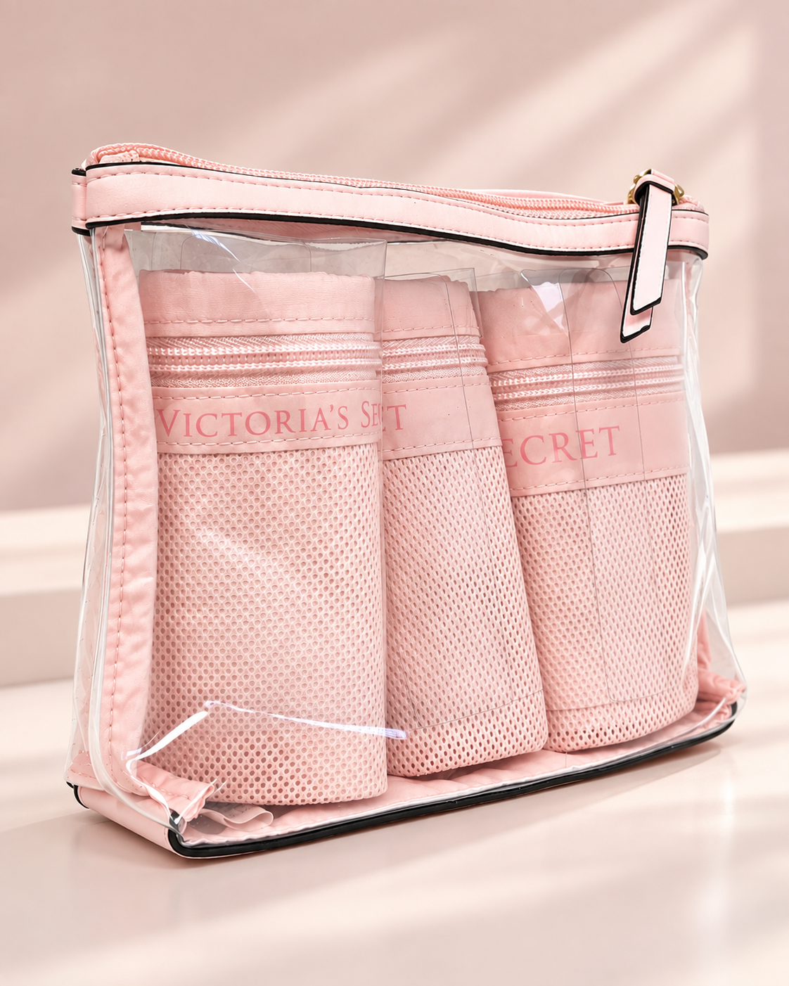 Victoria’s Secret 4-Piece Delicates Wash Bag Set, Pink