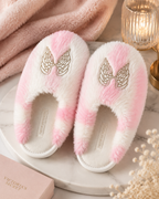 Victoria’s Secret PINK Angel Wings Faux Fur Slippers Pink & White Size S
