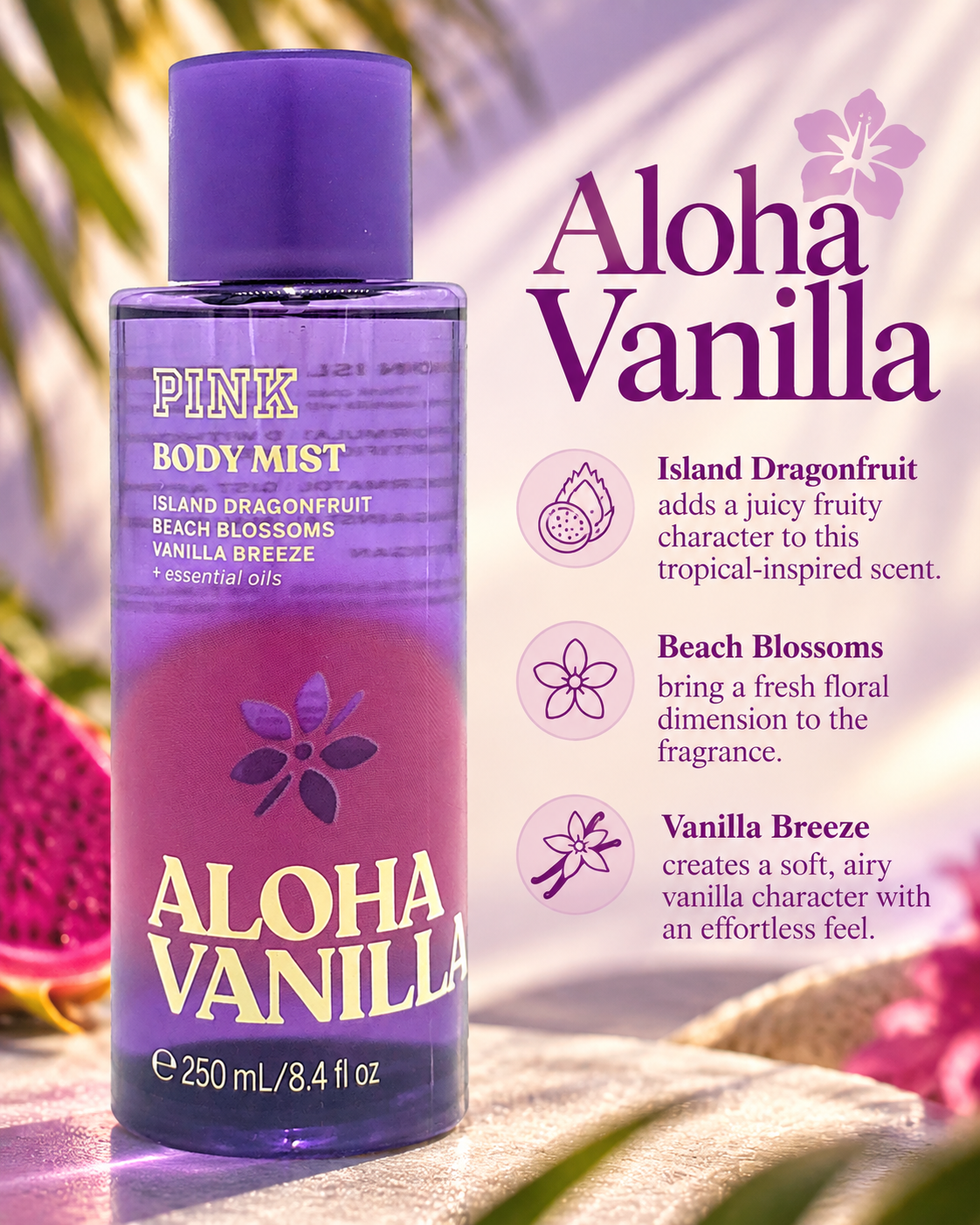 Victoria’s Secret PINK Aloha Vanilla Body Mist – Limited Edition, 8.4 fl oz