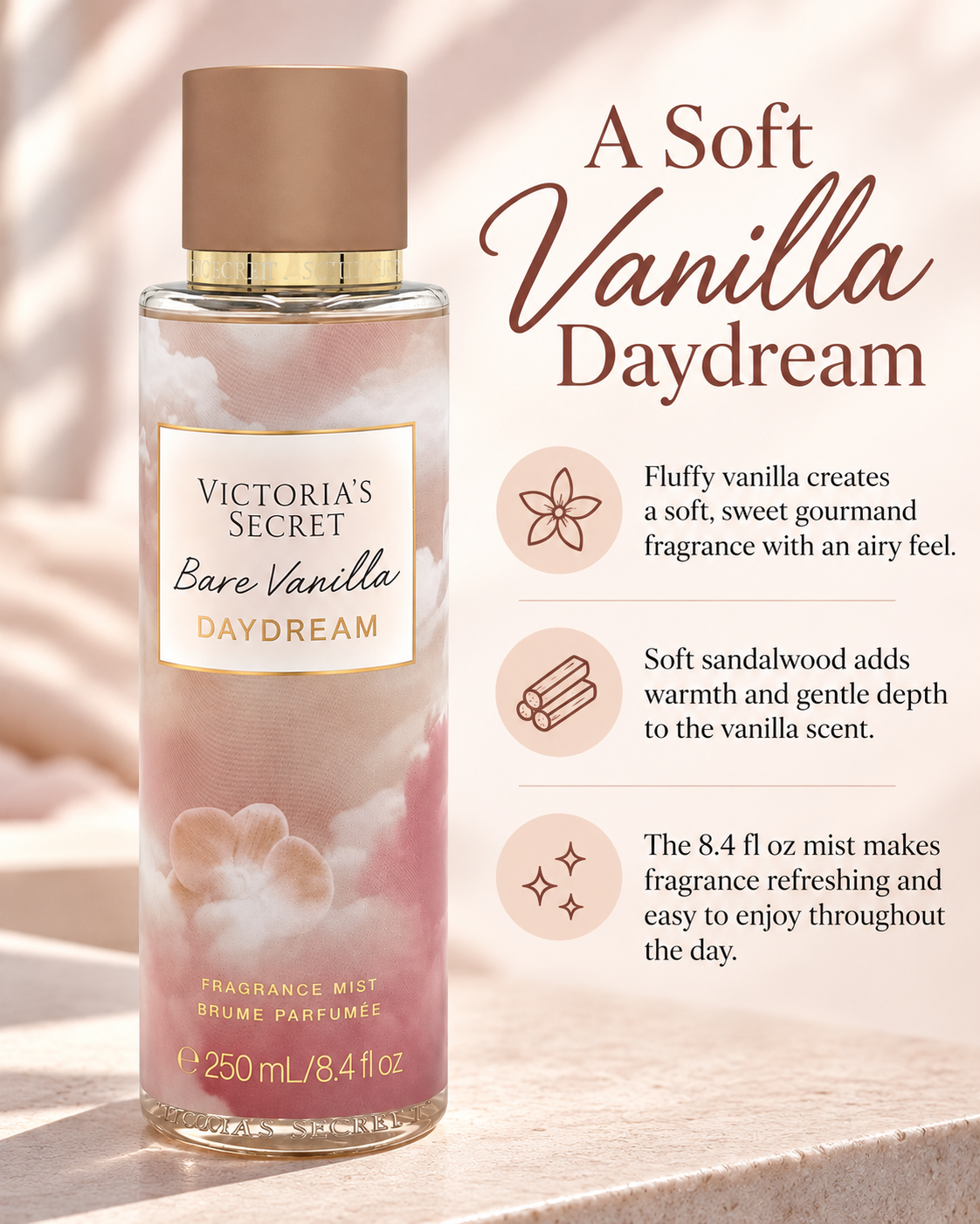Victoria’s Secret Bare Vanilla Day Dream Fragrance Mist, 8.4 fl oz
