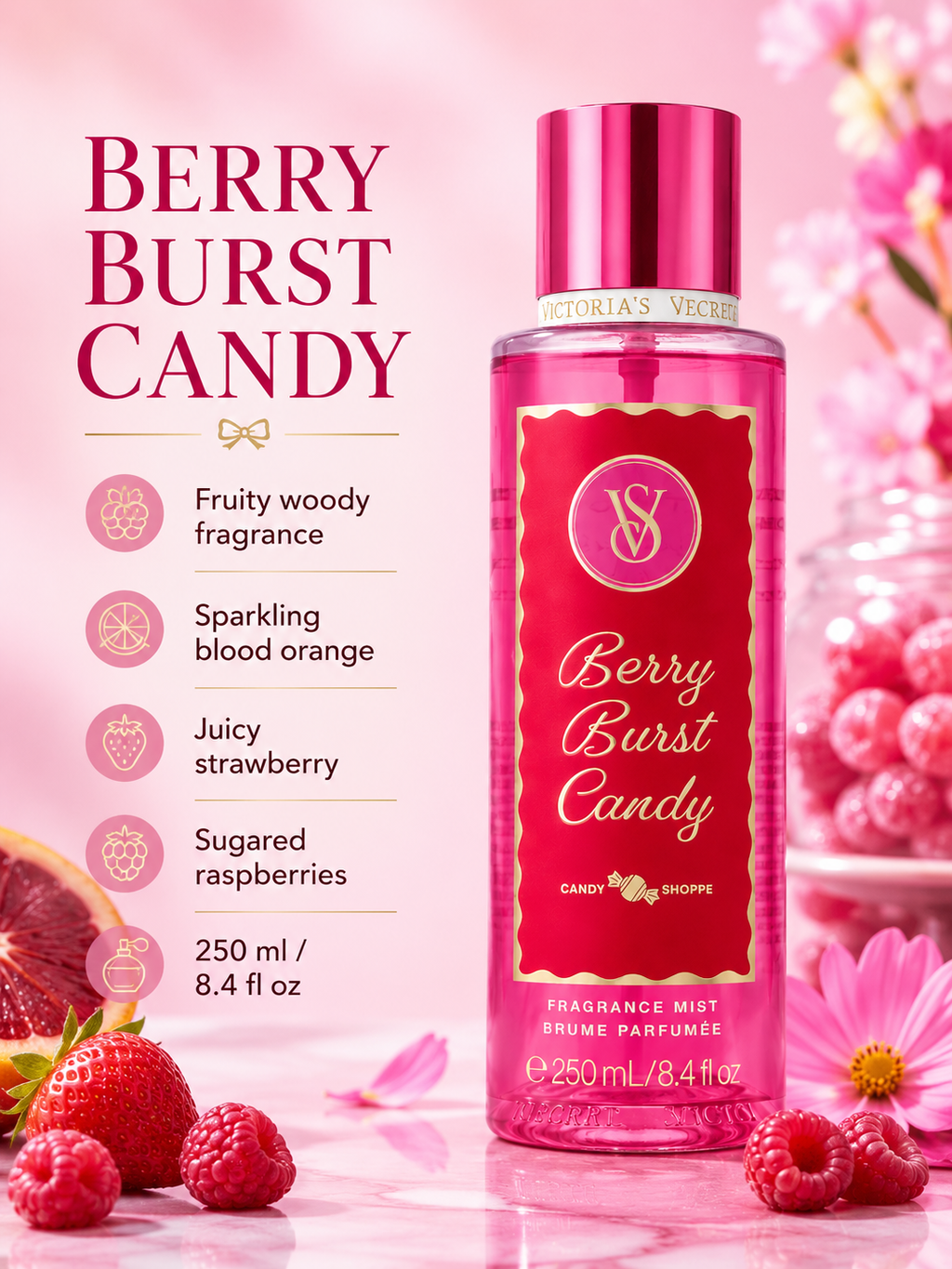 Victoria's Secret Berry Burst Candy Fragrance Mist, 8.4 fl oz