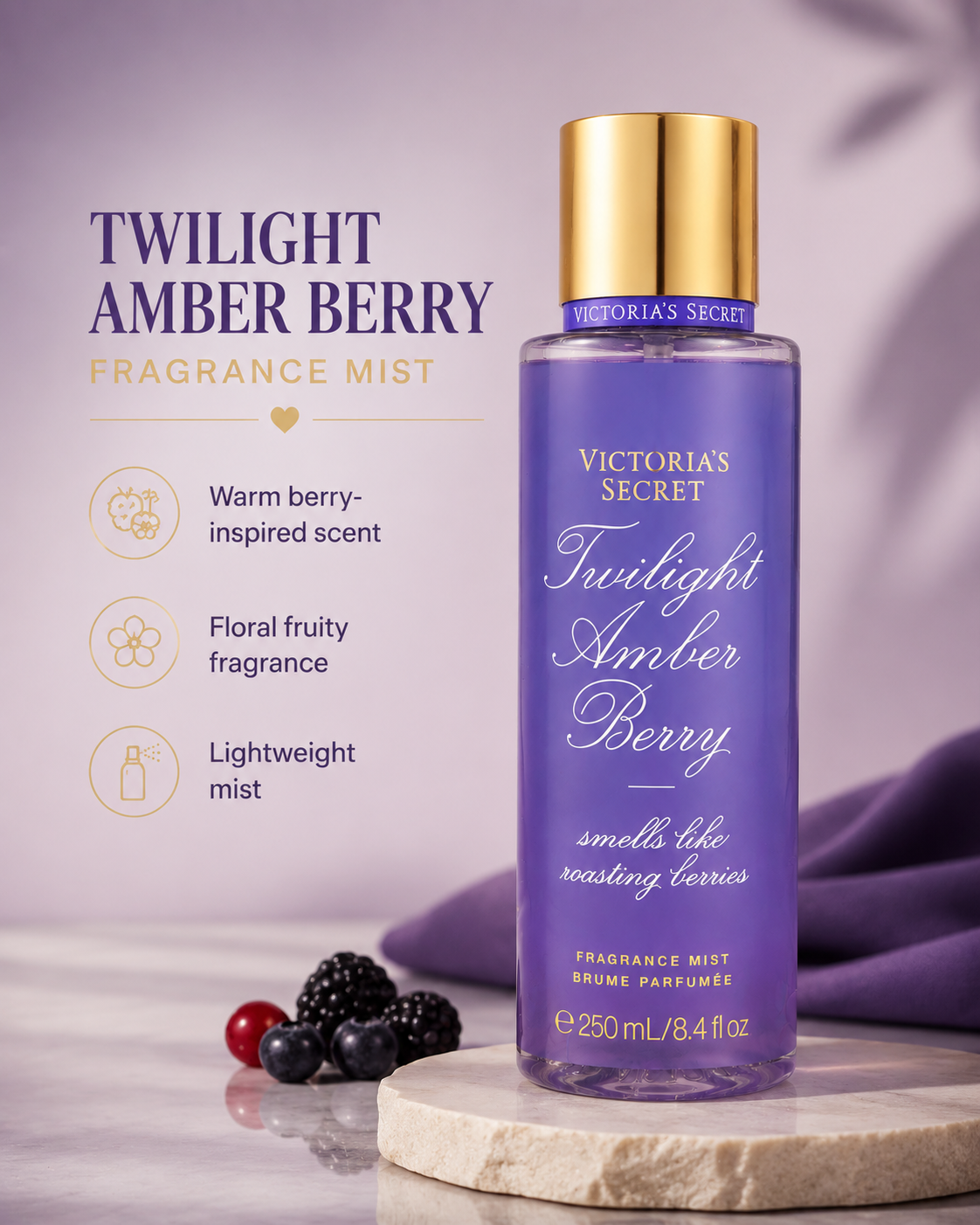 Victoria’s Secret Twilight Amber Berry Fragrance Mist 8.4 oz