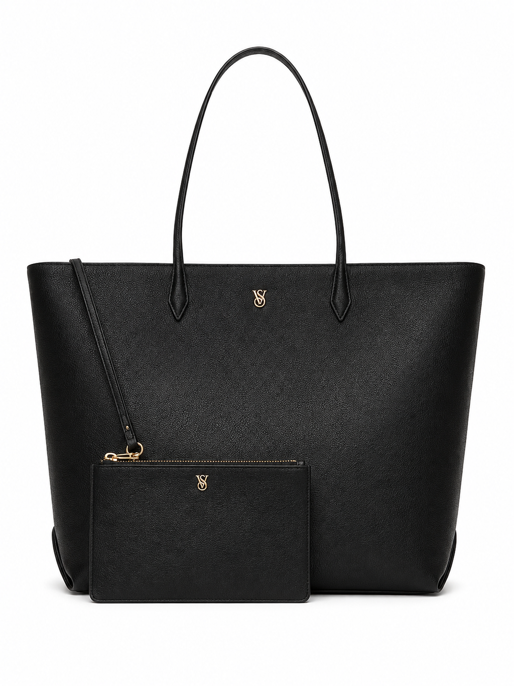 Victoria’s Secret Black Faux Leather Tote Bag & Wristlet Set