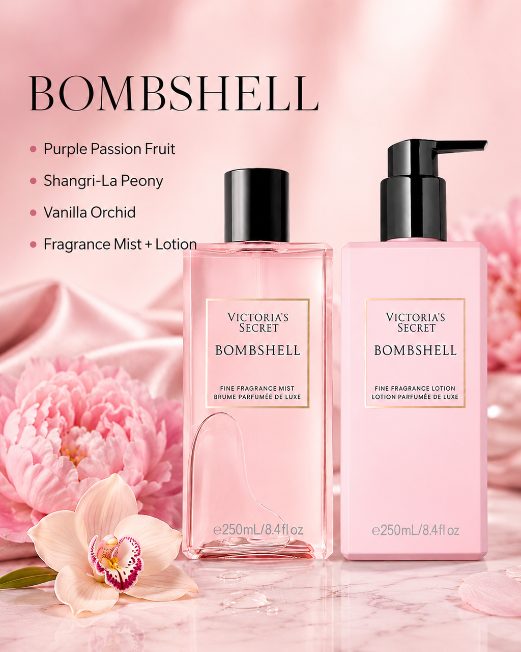 Victoria’s Secret Bombshell Fine Fragrance Mist & Lotion Set, 8.4 oz Each