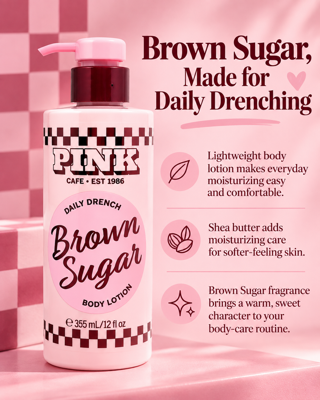 Victoria’s Secret PINK Brown Sugar Daily Drench Body Lotion, 12 fl oz