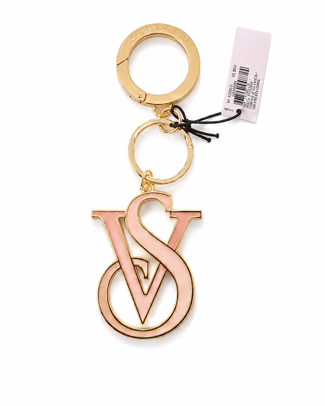 Victoria’s Secret The Victoria Keychain Charm, Gold & Pink Monogram, 5.5"