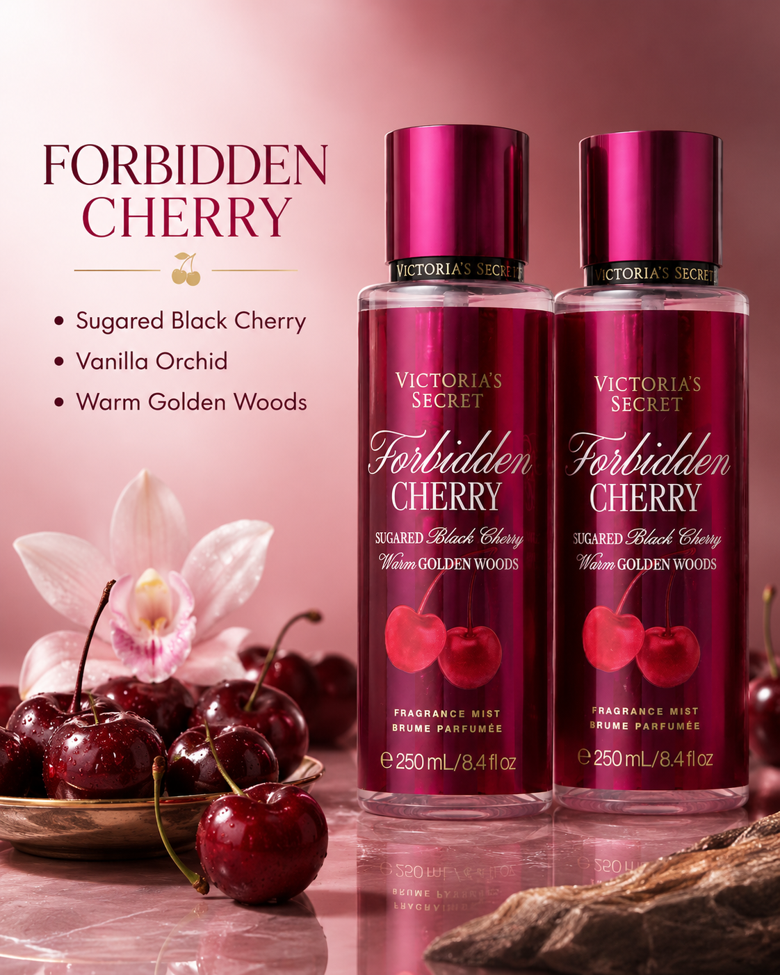 Victoria’s Secret Forbidden Cherry Fragrance Mist 8.4 oz 2-Pack