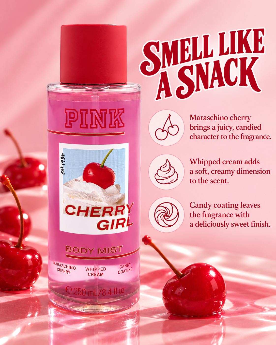 Victoria's Secret PINK Cherry Girl Body Mist, 8.4 fl oz