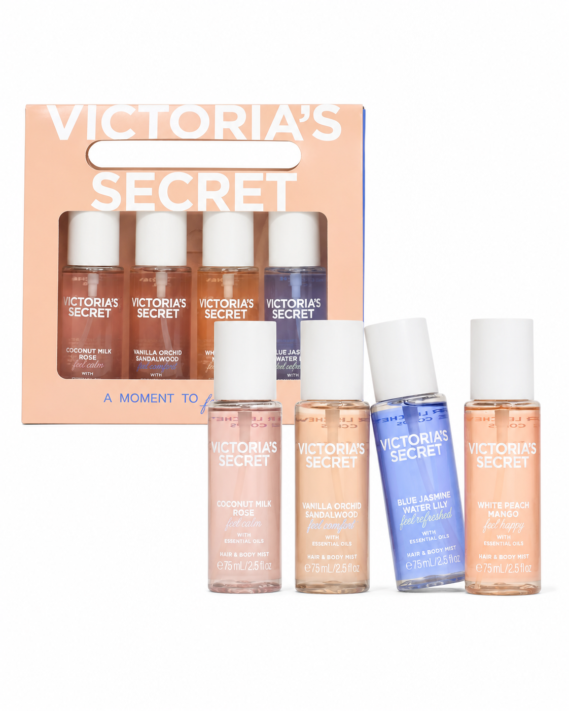 Victoria’s Secret 4-Piece Hair & Body Mini Mist Gift Set – Assorted Scents
