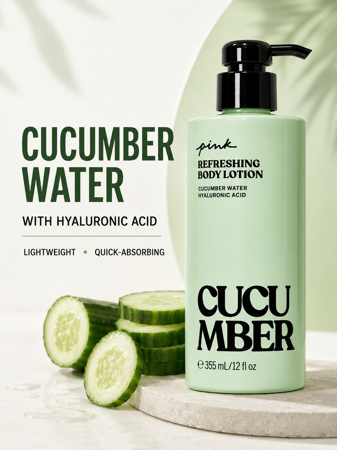 Victoria’s Secret PINK Cucumber Water Refreshing Body Lotion with Hyaluronic Acid – 12 fl oz