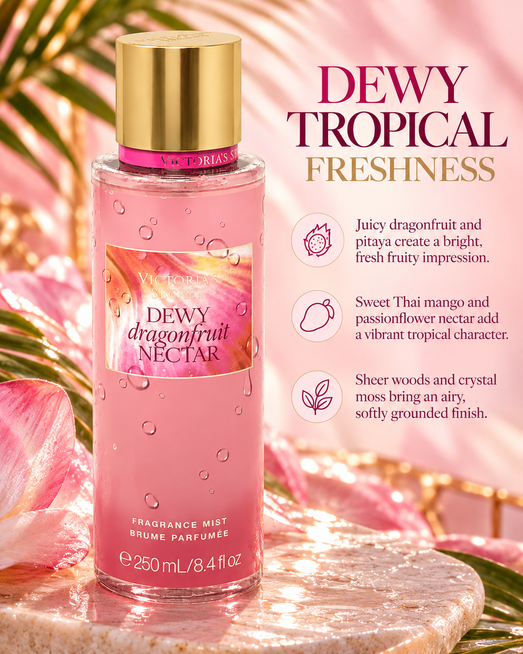 Victoria's Secret Dewy Dragonfruit Nectar Fragrance Mist, 8.4 fl oz