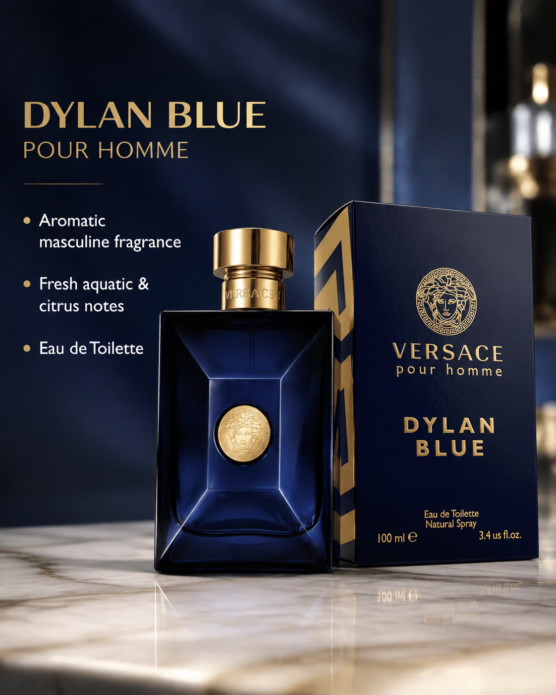 Versace Dylan Blue Pour Homme Eau de Toilette Spray 3.4 oz