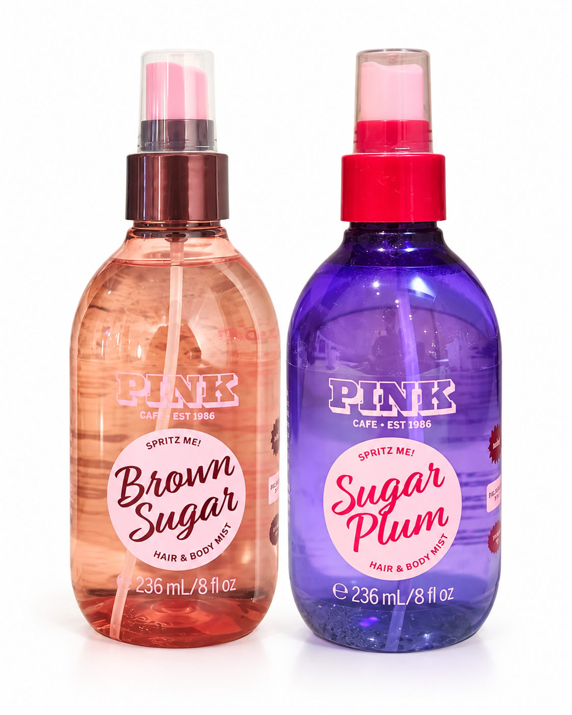 Victoria’s Secret PINK Brown Sugar & Sugar Plum Hair & Body Mist Set, 8 fl oz