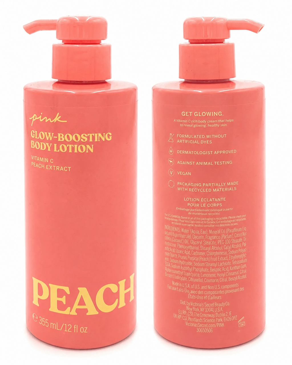 Victoria’s Secret PINK Glow-Boosting Body Lotion Peach, Vitamin C + Peach Extract, 12 fl oz