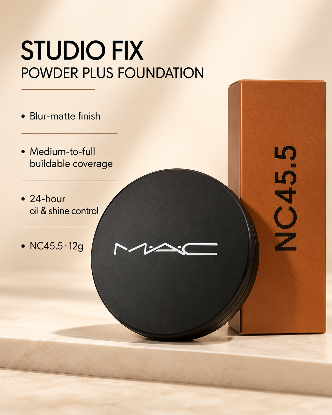 M·A·C Studio Fix Powder Plus Foundation, NC45.5, 12g