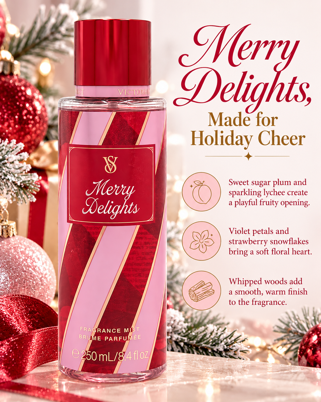 Victoria's Secret Merry Delights Fragrance Mist 8.4 fl oz