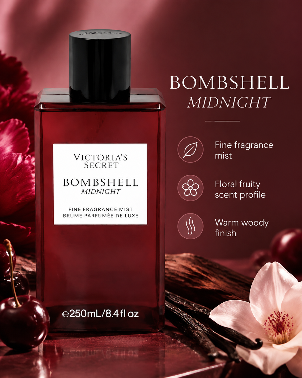 Victoria’s Secret Bombshell Midnight Fine Fragrance Mist 8.4 fl oz