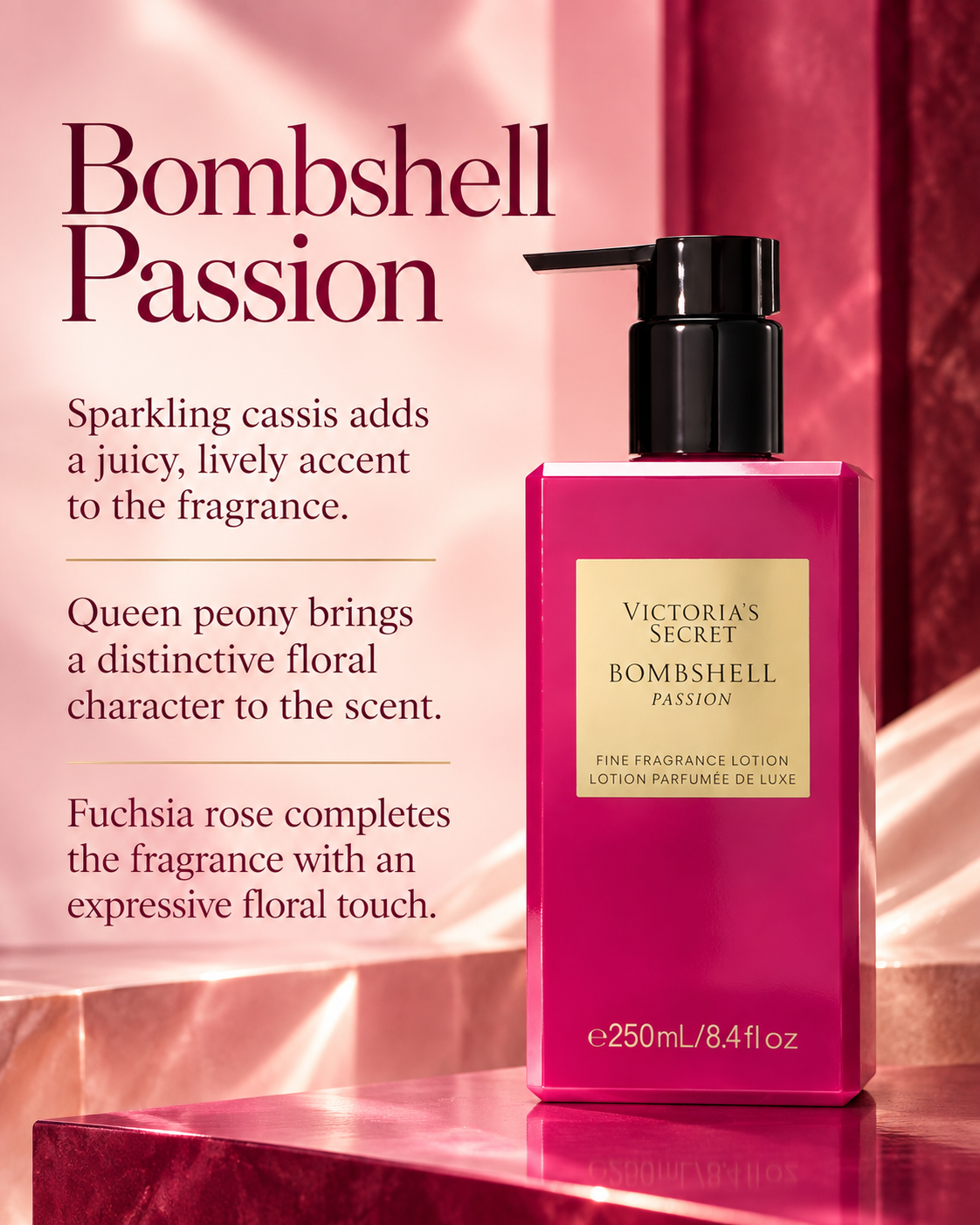 Victoria’s Secret Bombshell Passion Fine Fragrance Lotion, 8.4 fl oz