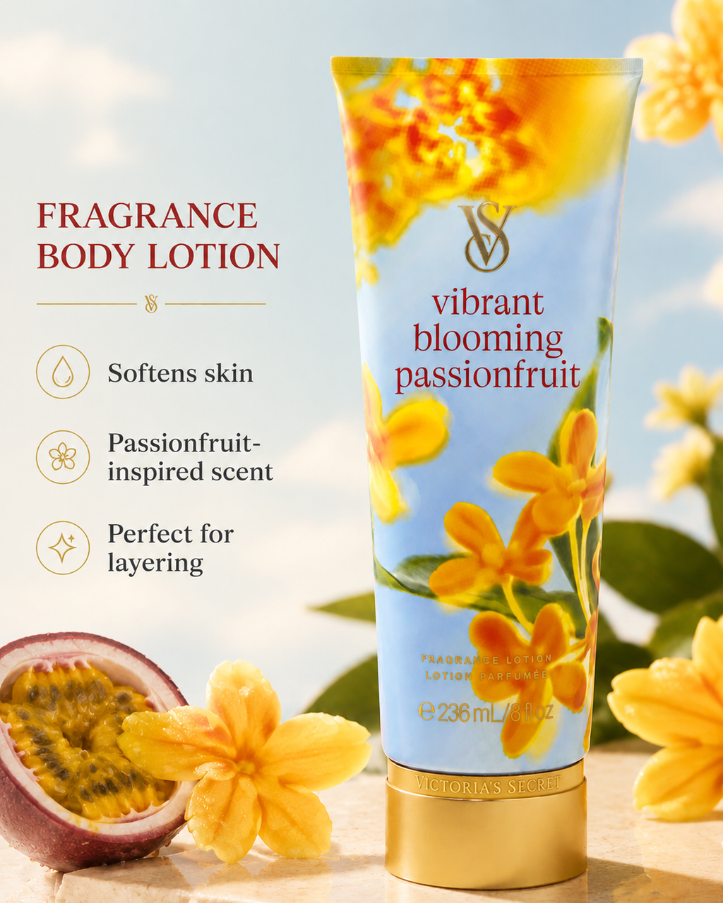 Victoria’s Secret Vibrant Blooming Passionfruit Fragrance Body Lotion 8 fl oz