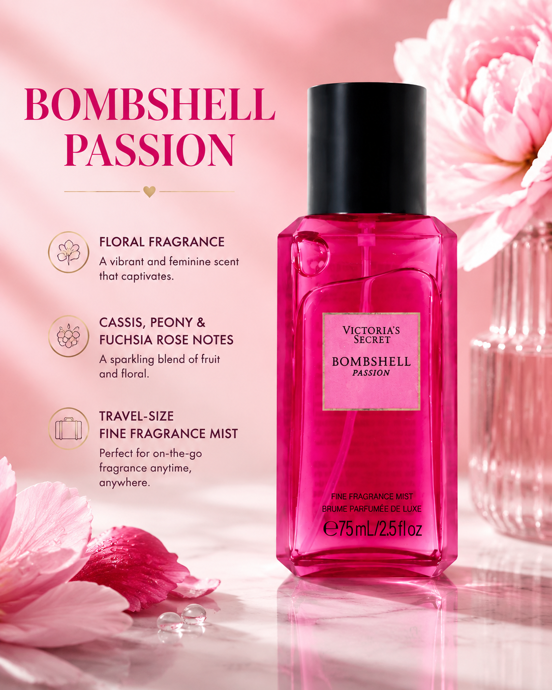 Victoria’s Secret Bombshell Passion Fine Fragrance Mist 2.5 oz