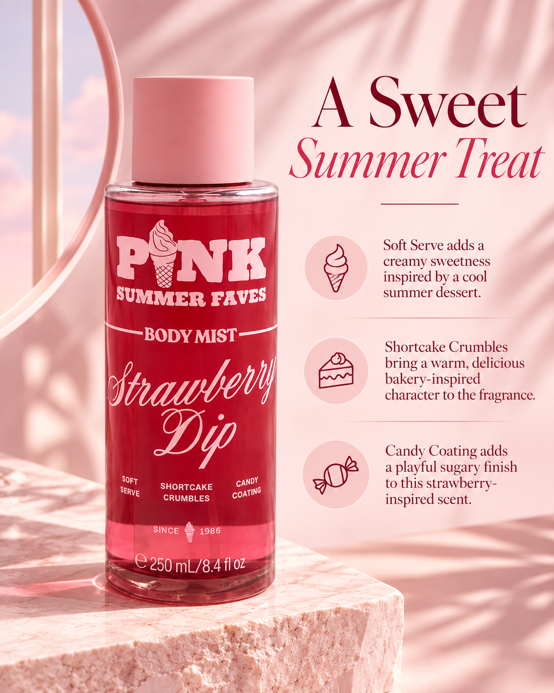 Victoria’s Secret PINK Summer Faves Strawberry Dip Body Mist – 8.4 fl oz