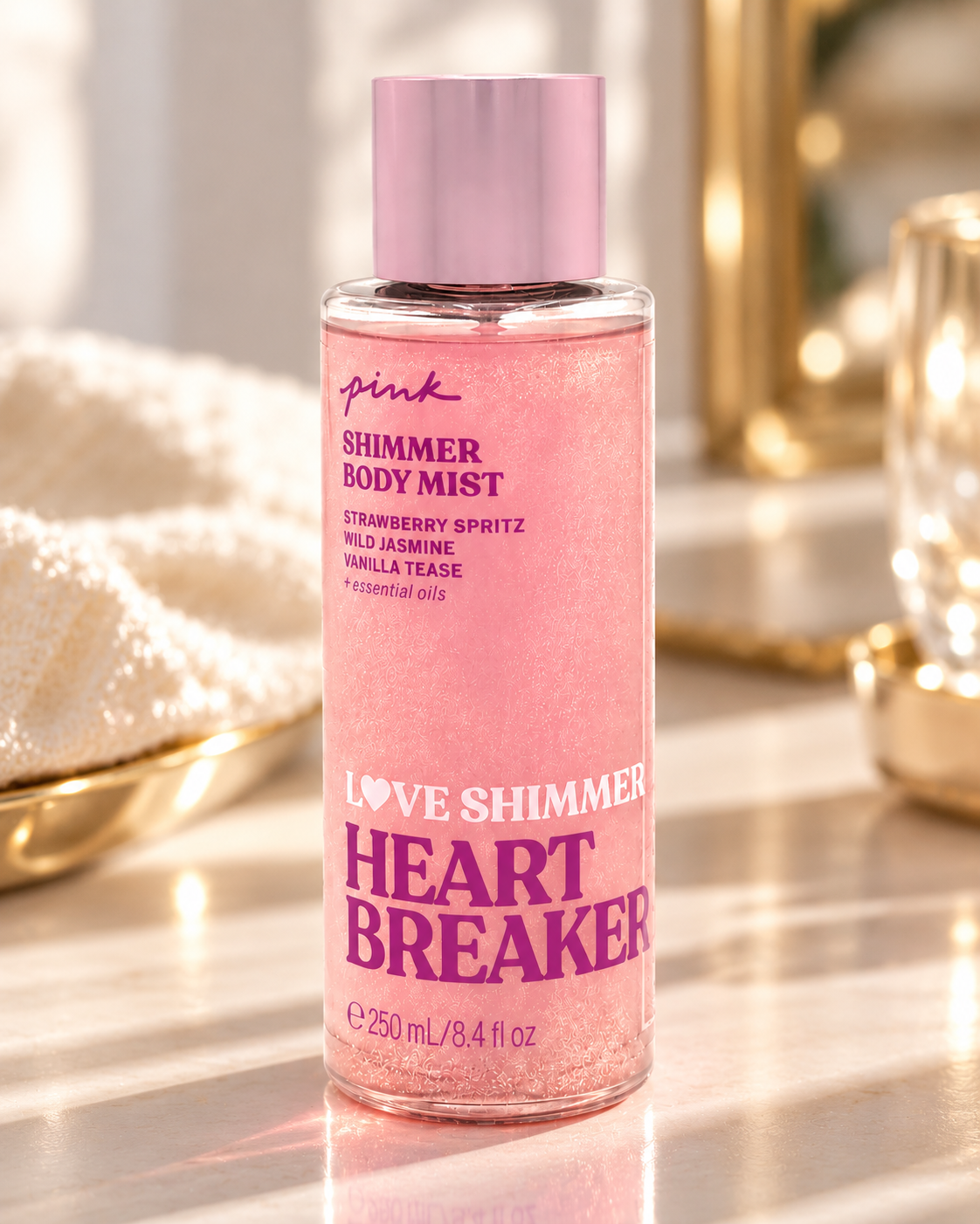 Victoria’s Secret PINK Love Shimmer Heart Breaker Body Mist, 8.4 fl oz