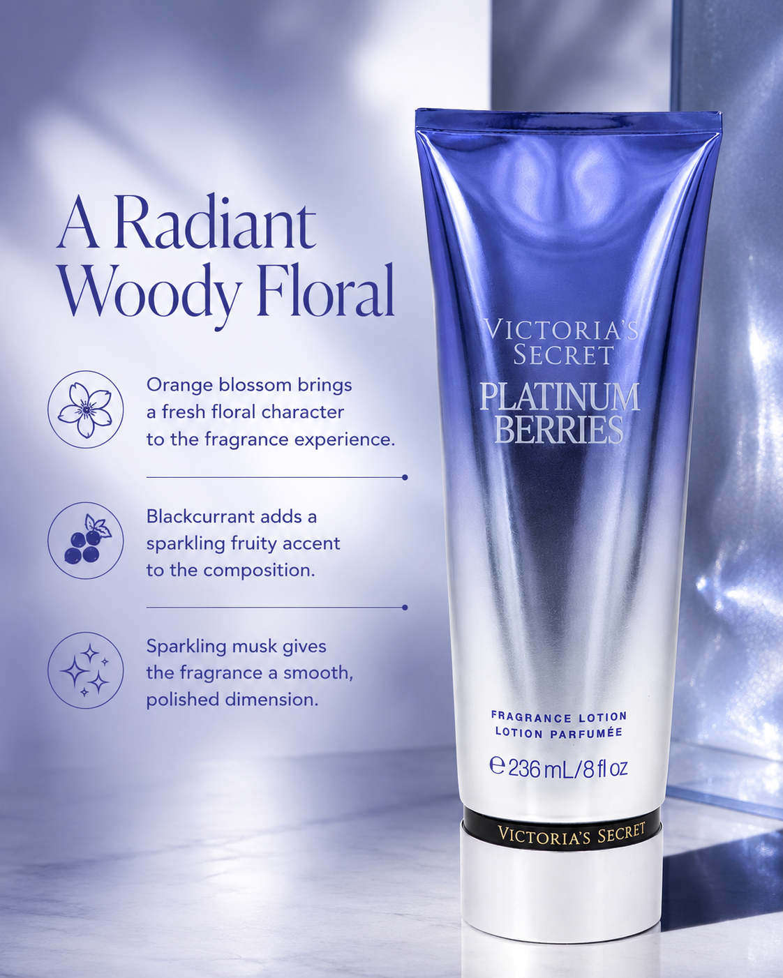 Victoria’s Secret Platinum Berries Fragrance Lotion 8 oz
