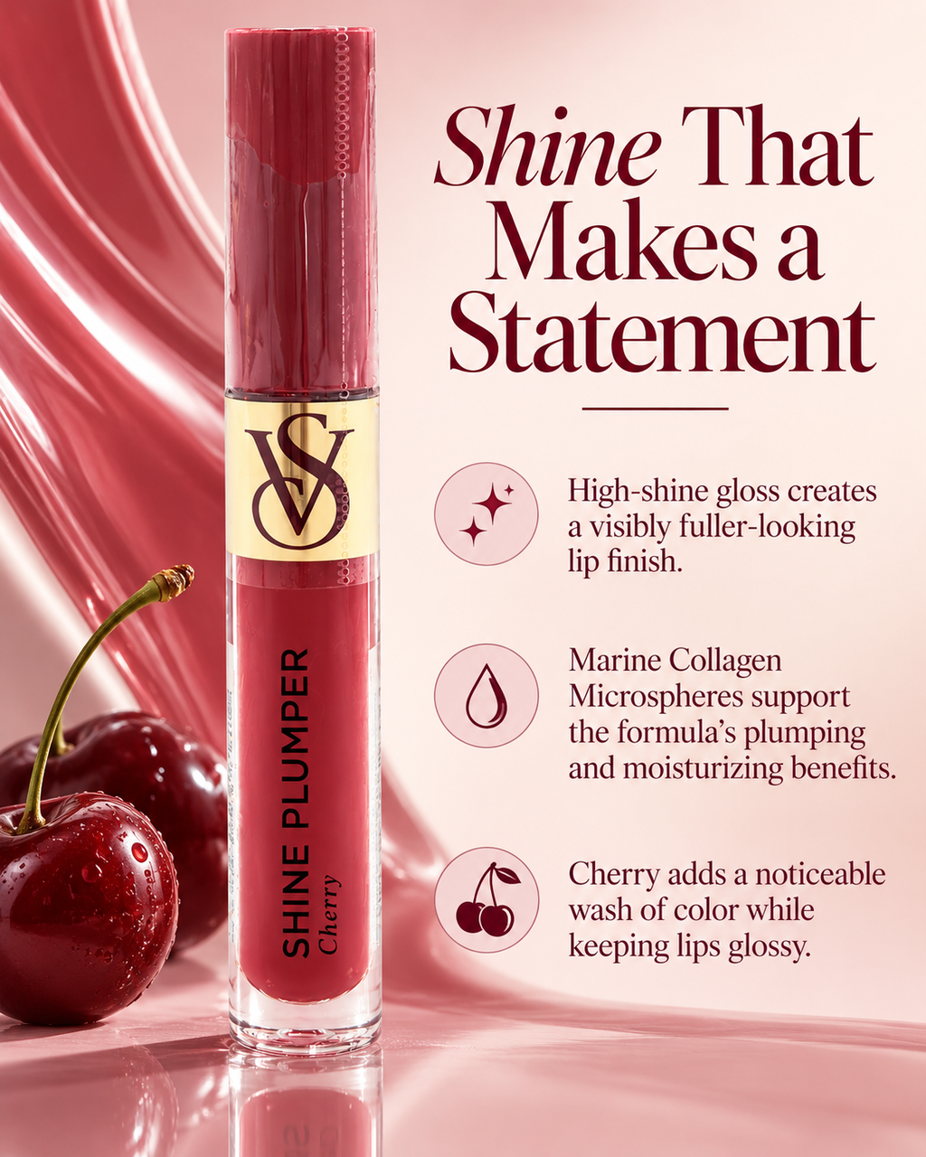 Victoria’s Secret Shine Plumper Lip Gloss, Cherry, 0.11 oz