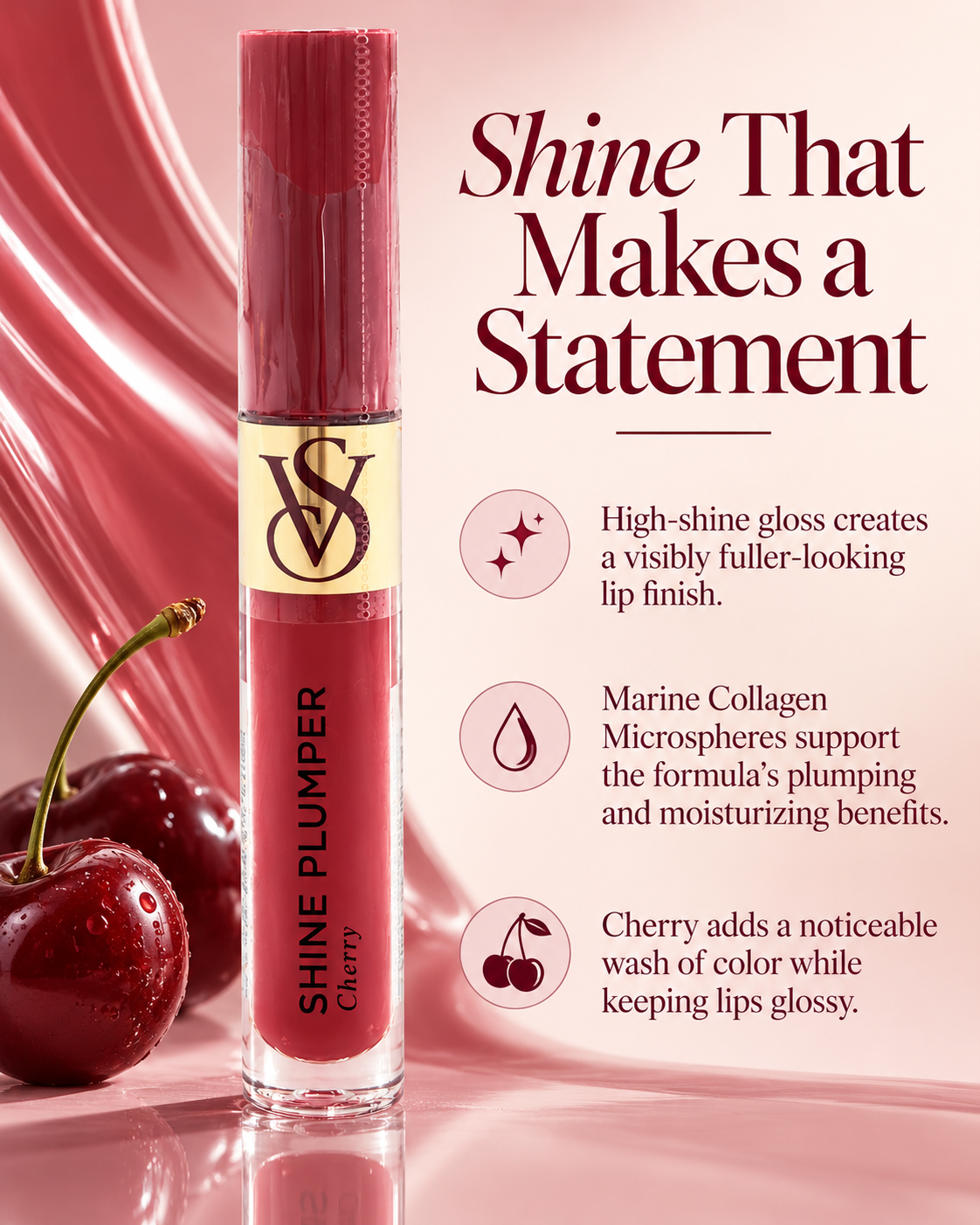 Victoria’s Secret Shine Plumper Lip Gloss, Cherry, 0.11 oz
