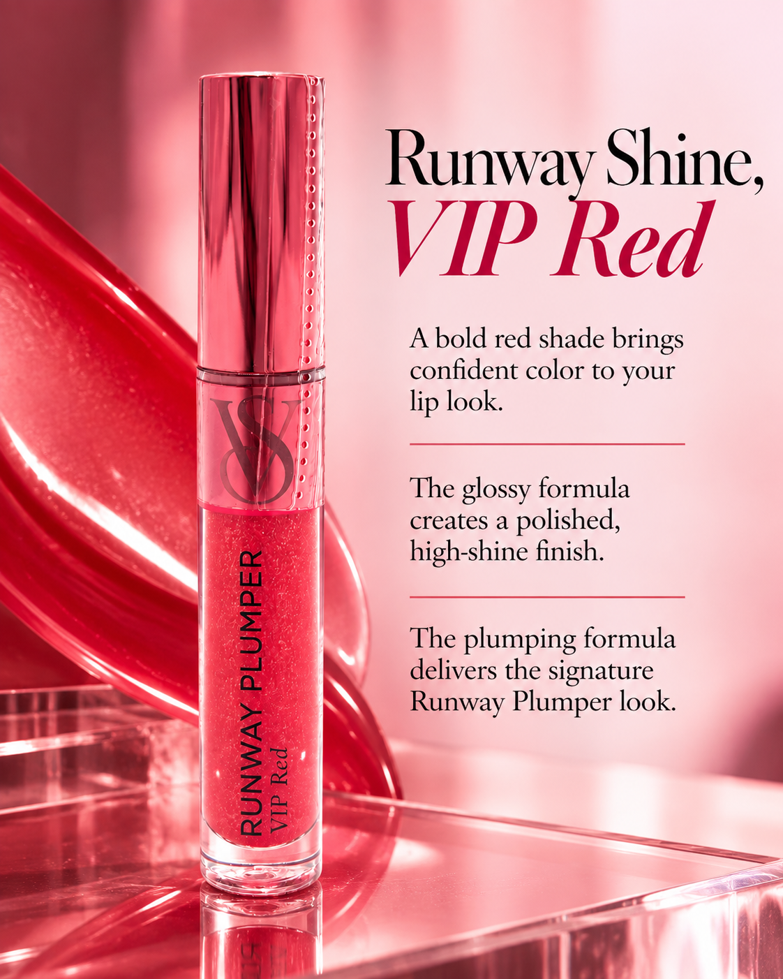 Victoria's Secret Runway Plumper Lip Gloss, VIP Red, 0.11 oz