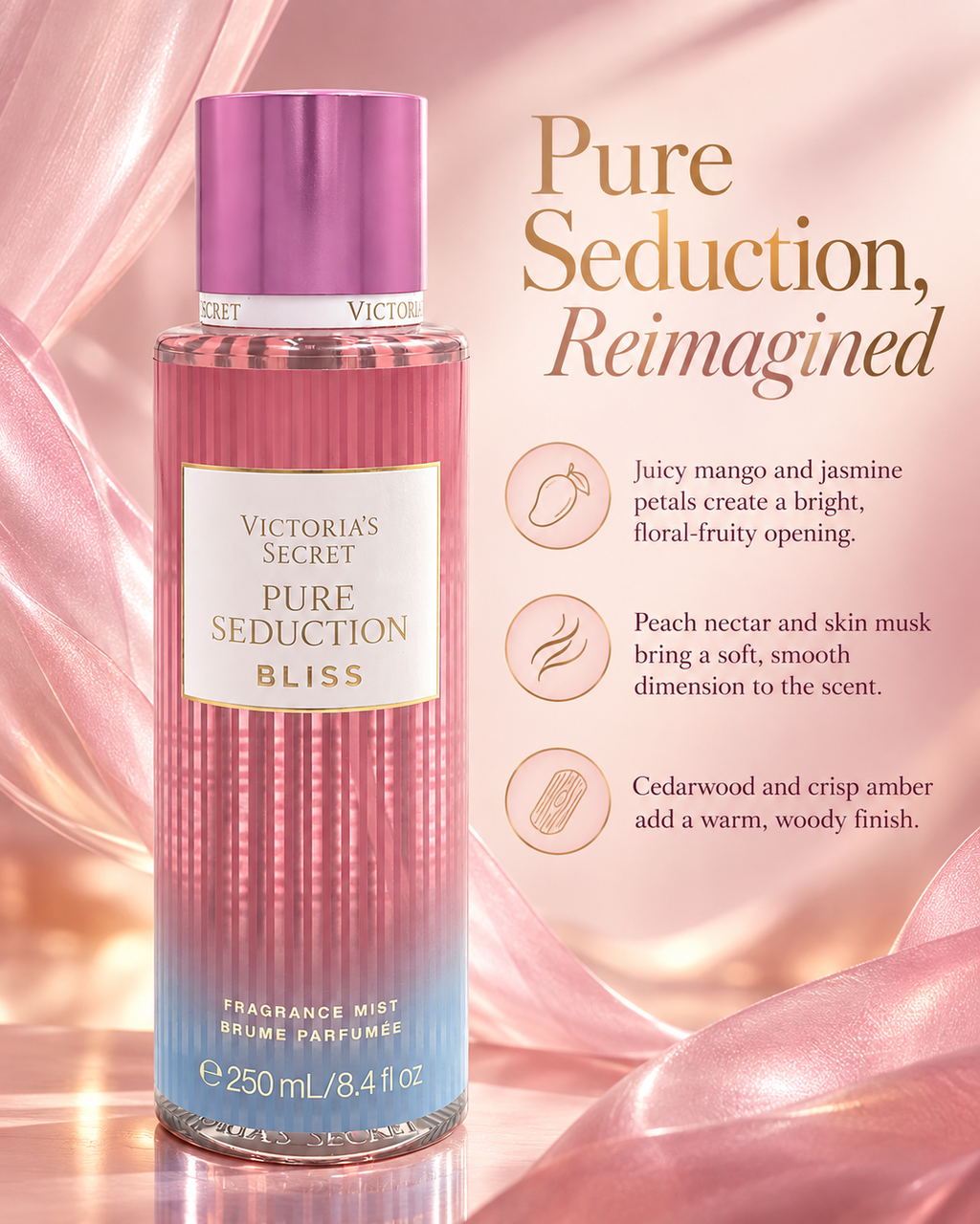 Victoria’s Secret Pure Seduction Bliss Fragrance Mist, 8.4 fl oz