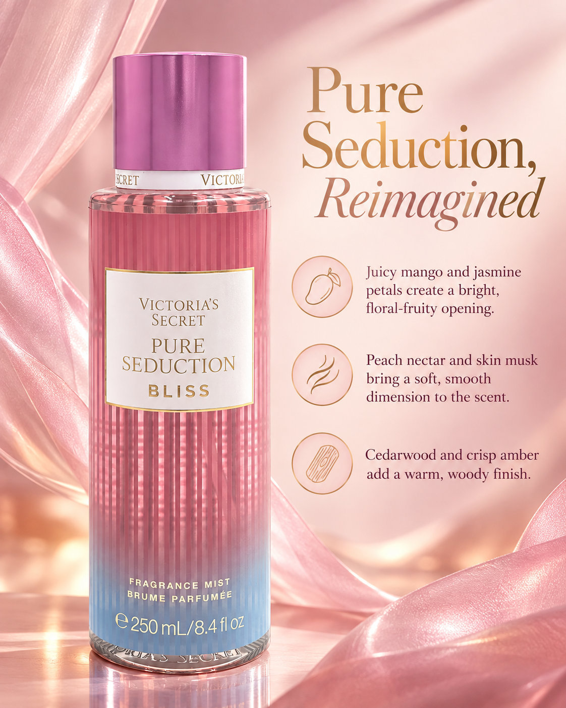 Victoria’s Secret Pure Seduction Bliss Fragrance Mist, 8.4 fl oz