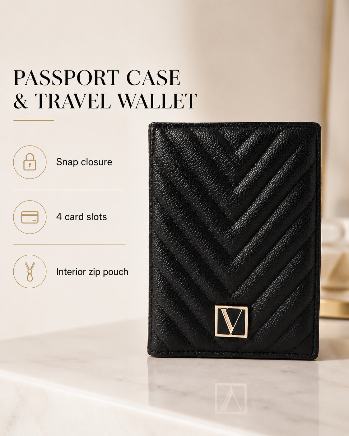 Victoria's Secret Passport Case & Travel Wallet, Black, One Size