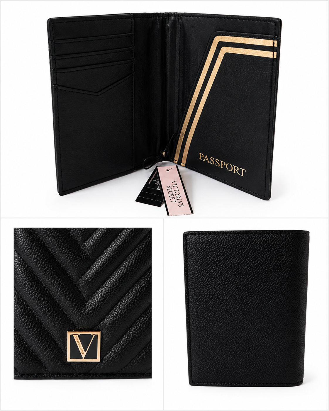 Victoria's Secret Passport Case & Travel Wallet, Black, One Size
