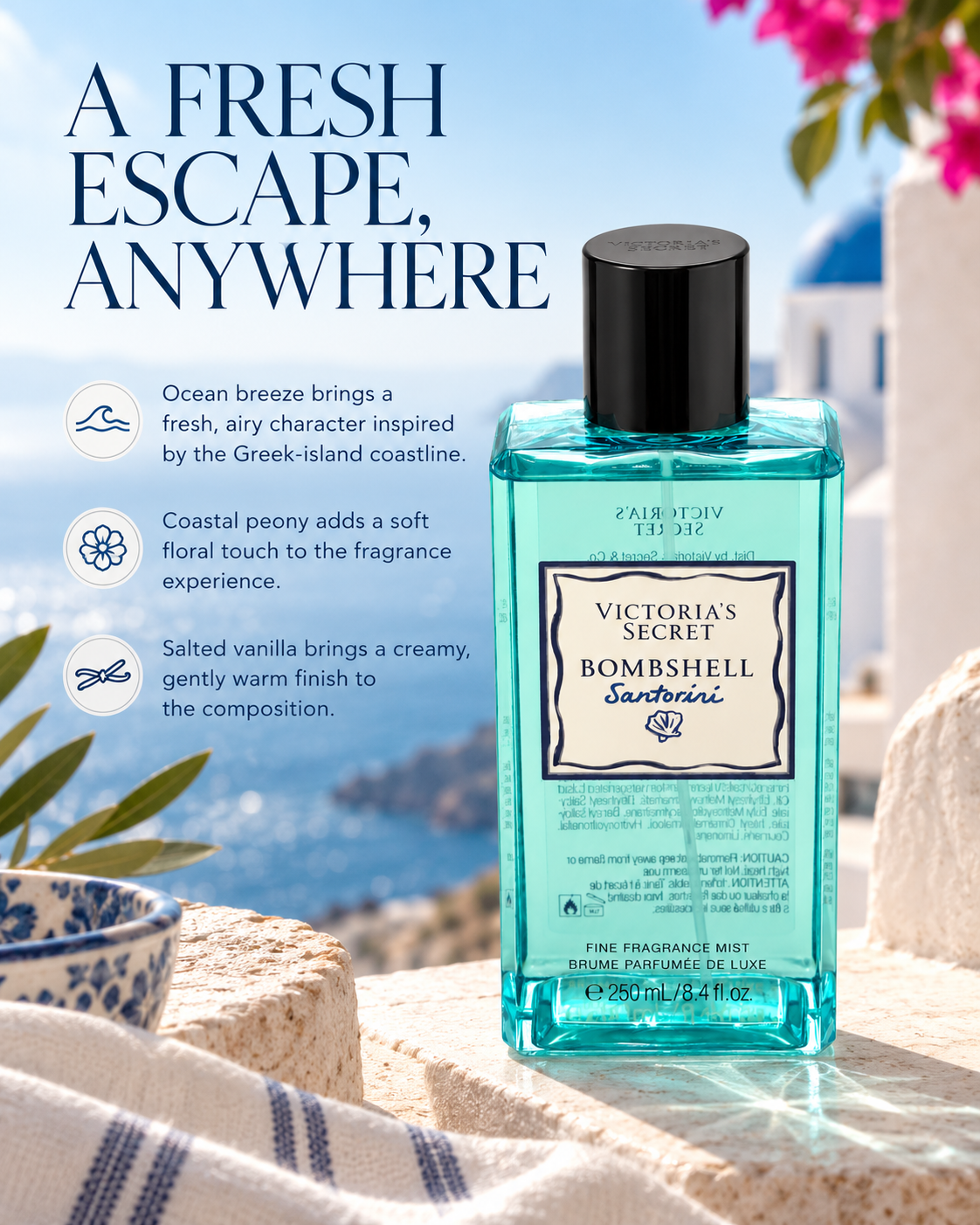 Victoria’s Secret Bombshell Santorini Fine Fragrance Mist, 8.4 fl oz