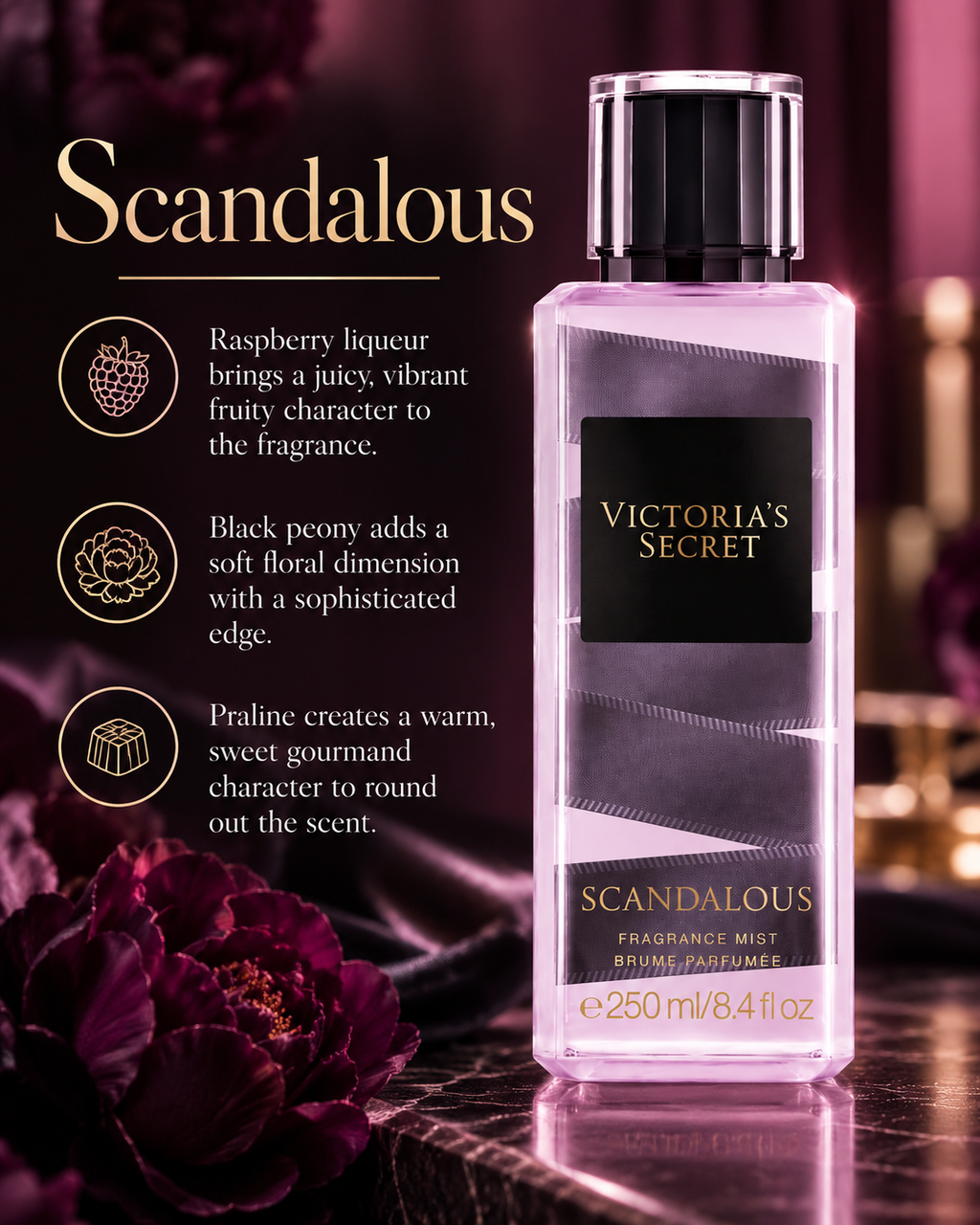 Victoria’s Secret Scandalous Fragrance Mist, 8.4 fl oz (250 mL)