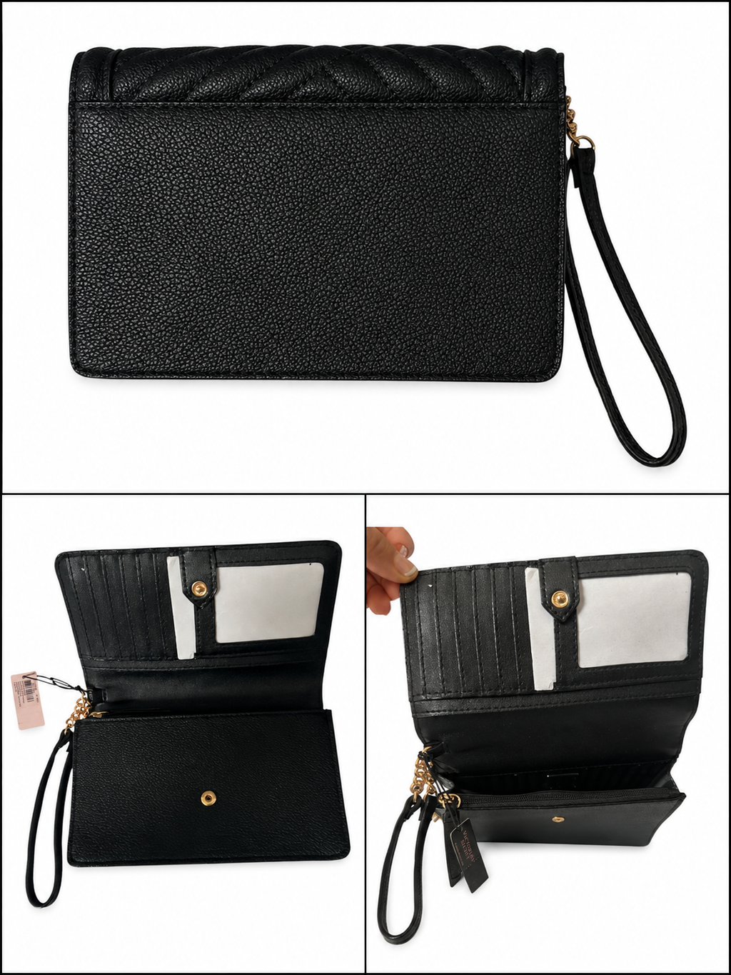 Victoria’s Secret V-Quilt Phone Wristlet, Black
