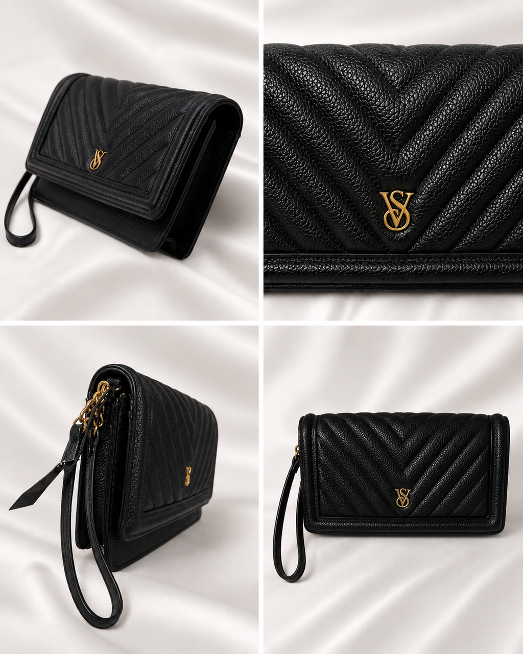 Victoria’s Secret V-Quilt Phone Wristlet, Black