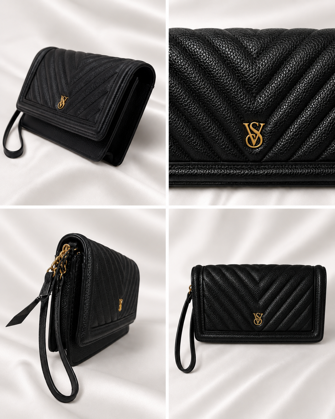 Victoria’s Secret V-Quilt Phone Wristlet, Black