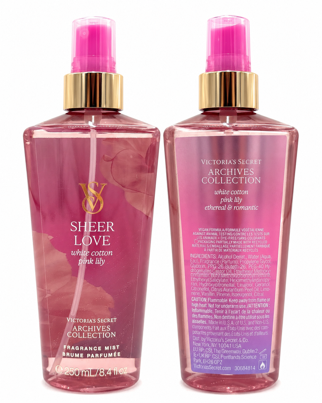 Victoria’s Secret Sheer Love Fragrance Mist – White Cotton & Pink Lily, 8.4 fl oz
