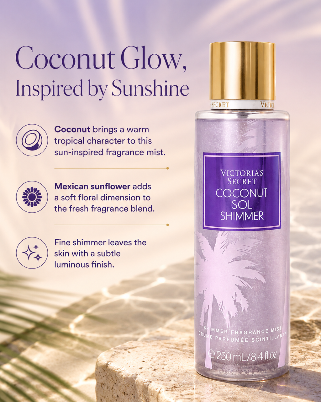 Victoria’s Secret Coconut Sol Shimmer Fragrance Mist 8.4 fl oz