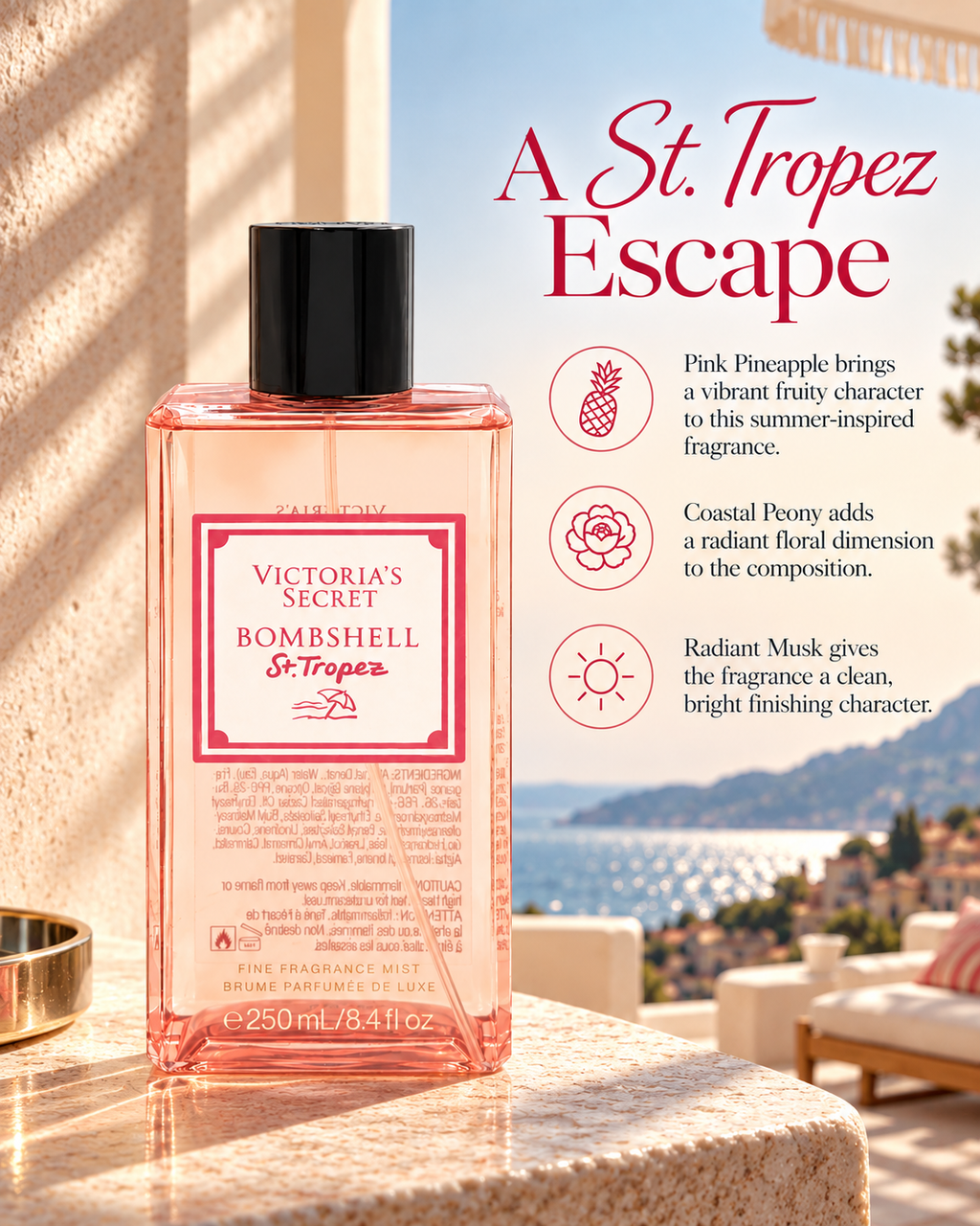 Victoria’s Secret Bombshell St. Tropez Fine Fragrance Mist, 8.4 fl oz
