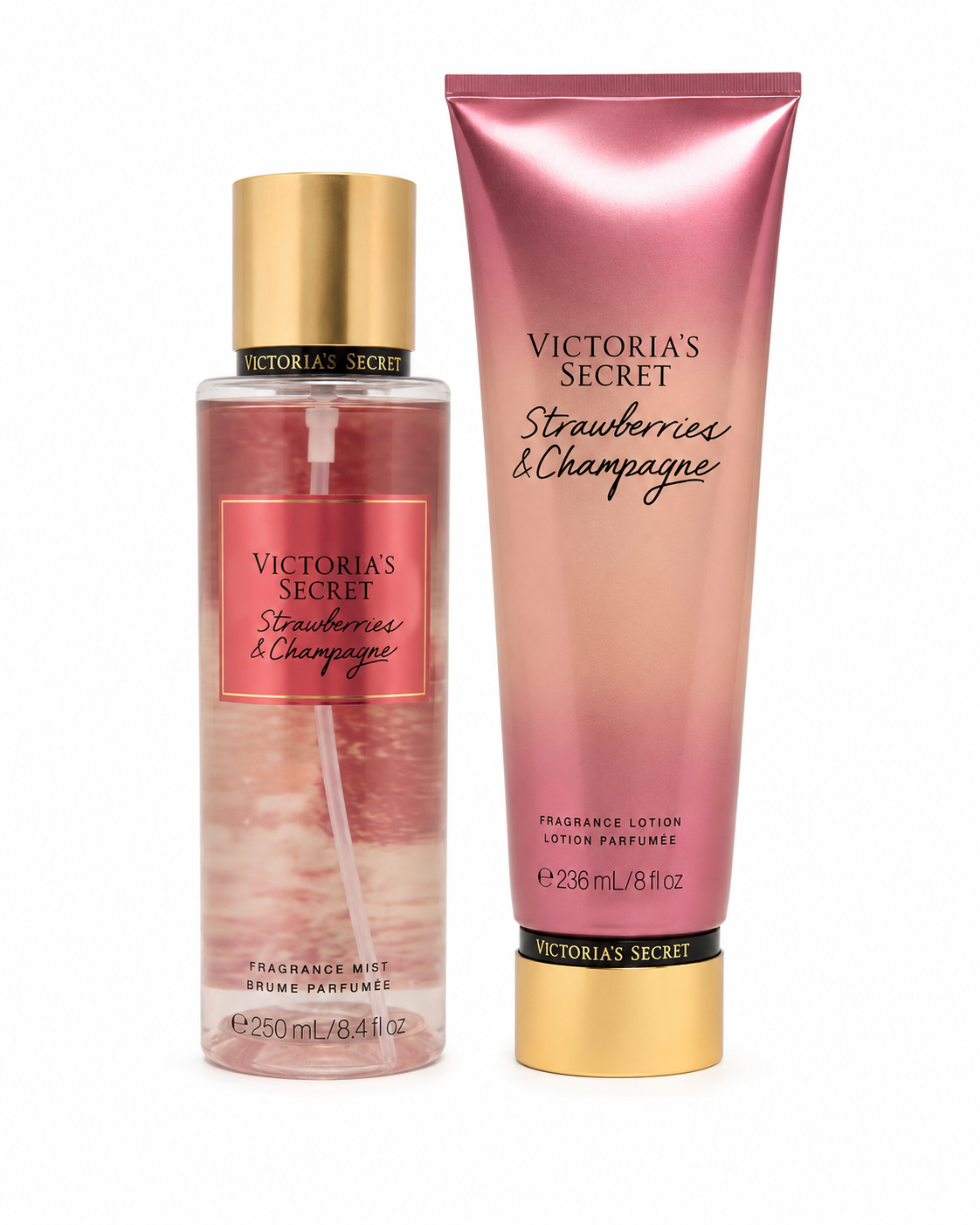 Victoria’s Secret Strawberries & Champagne Fragrance Mist & Lotion Set, 8.4 oz + 8 oz