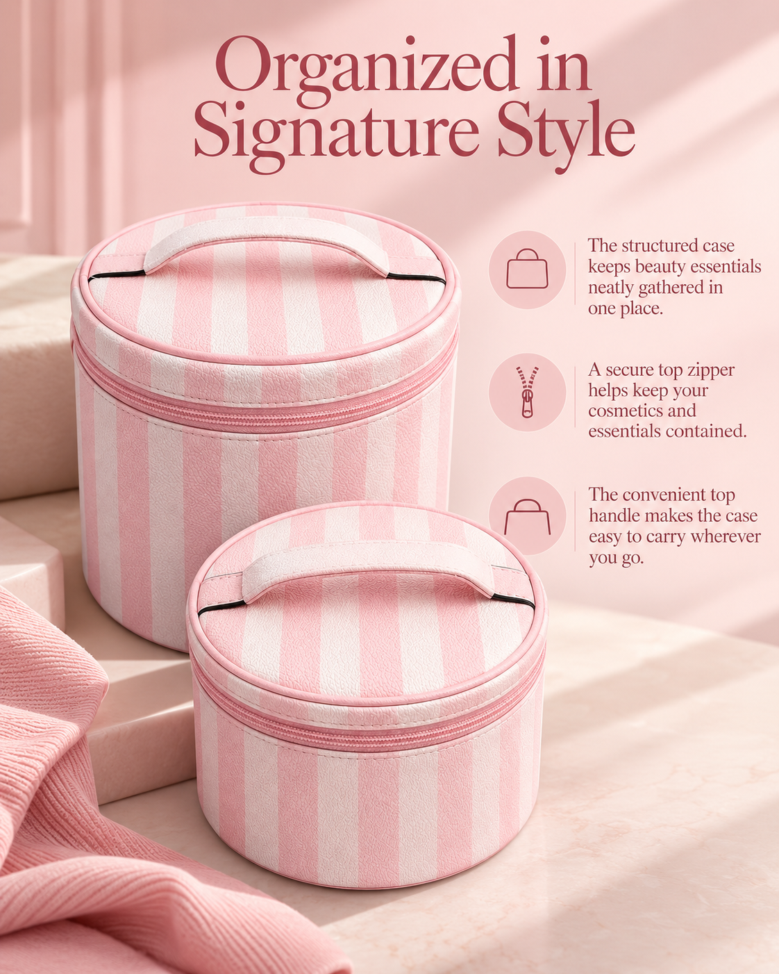 Victoria’s Secret Pink Stripe Cosmetic Case Set