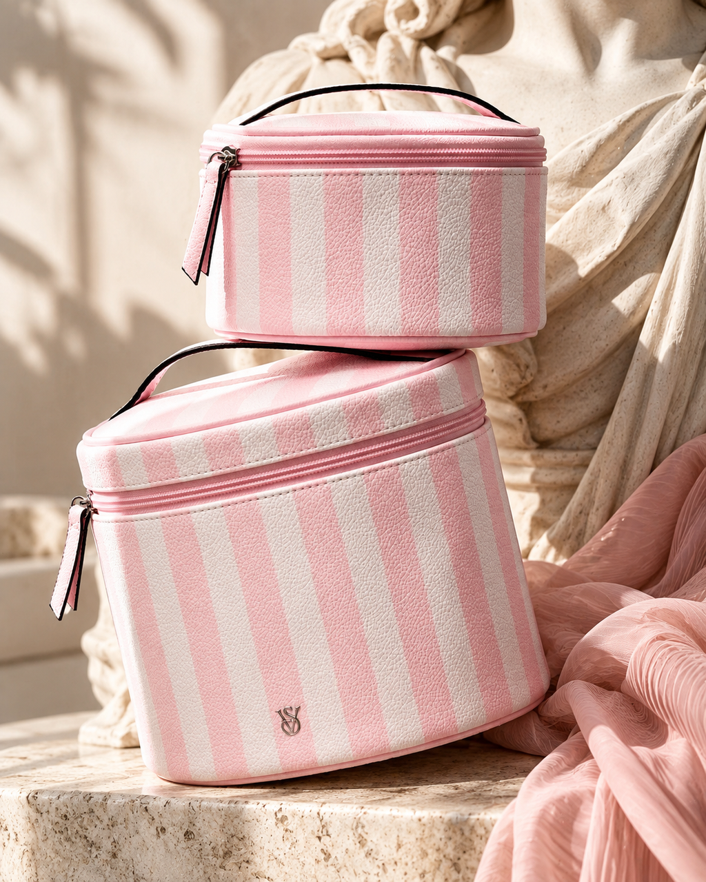 Victoria’s Secret Pink Stripe Cosmetic Case Set