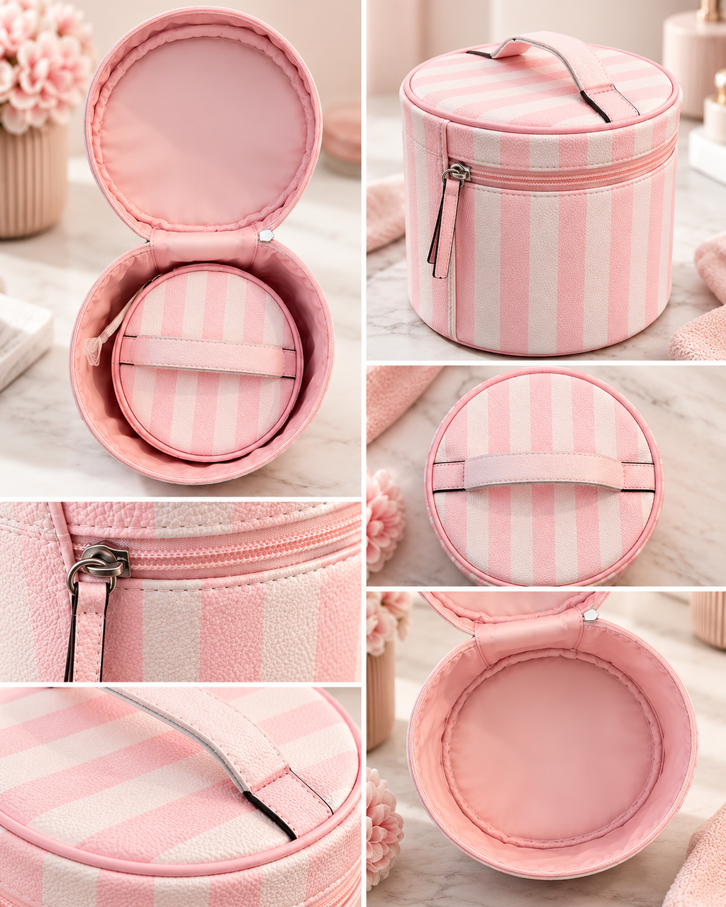 Victoria’s Secret Pink Stripe Cosmetic Case Set