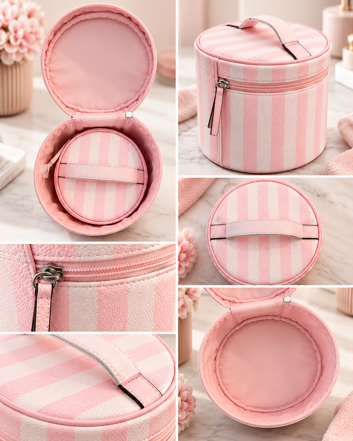 Victoria’s Secret Pink Stripe Cosmetic Case Set